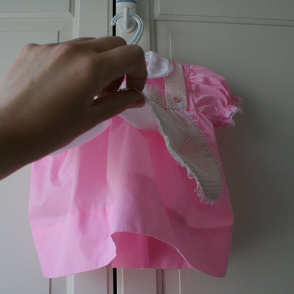 Pink vintage baby girl dress pinafore 12 months - Picture 2 of 16